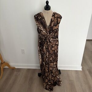 Chico's Womens Dress Size 2.5 Large 14 Tan Brown Snakeskin Print Sleeveless